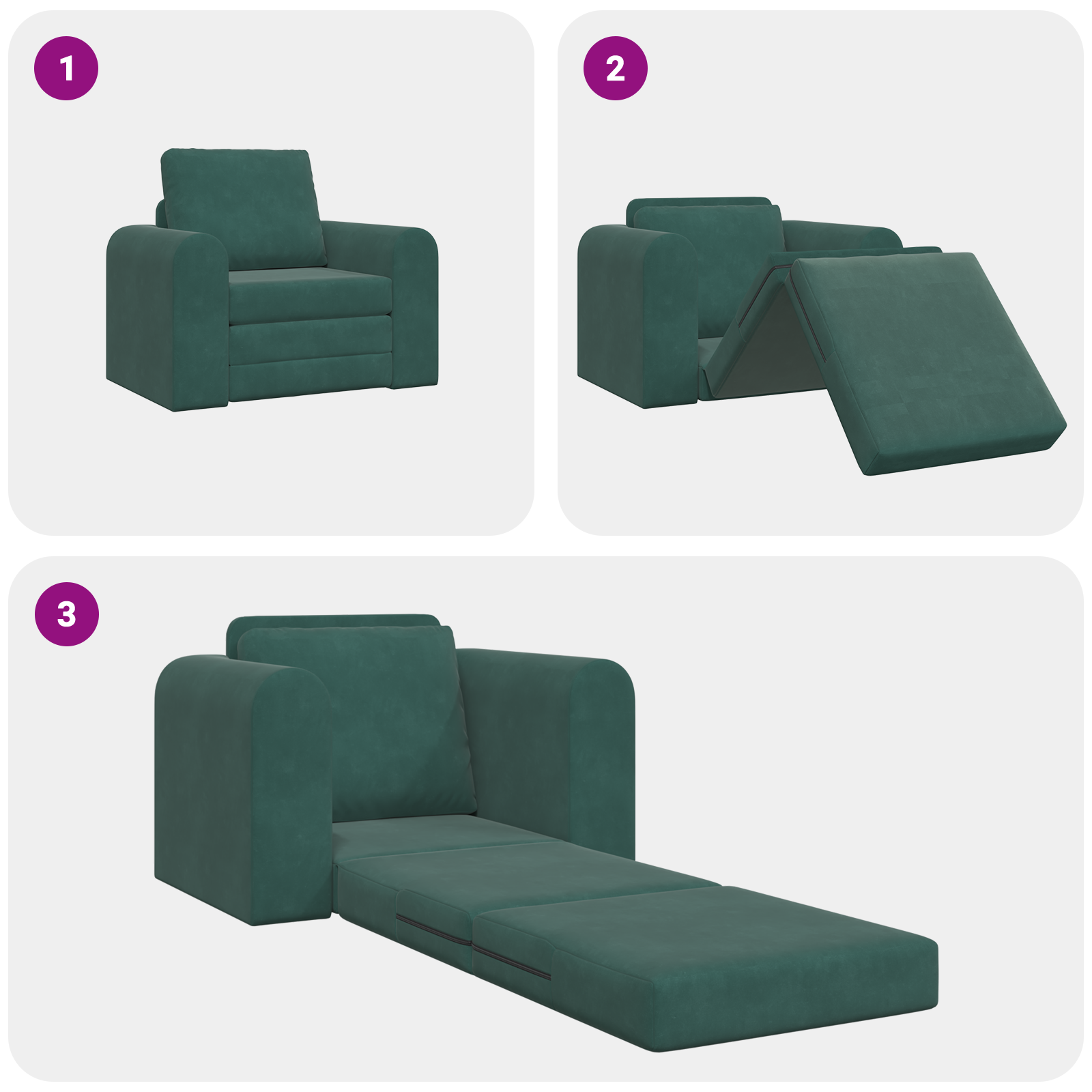 Divano Letto 2-in-1 Verde Scuro 98x71x83 cm