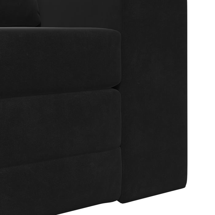 Divano Letto da Pavimento 2 in 1 Nero 98x71x83 cm in Velluto