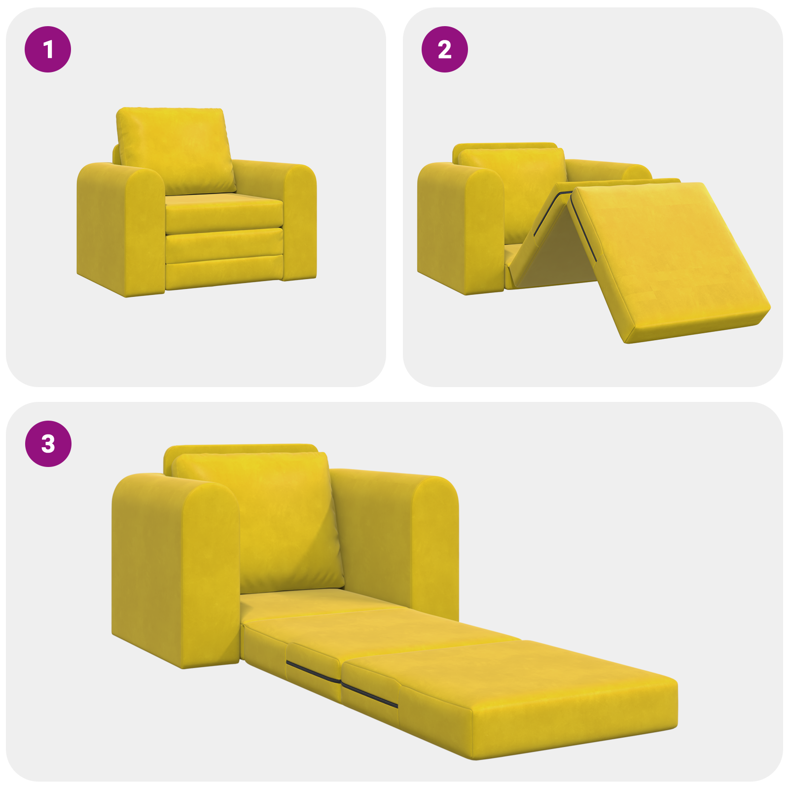 Divano Letto 2-in-1 Giallo 98x71x83 cm in Velluto