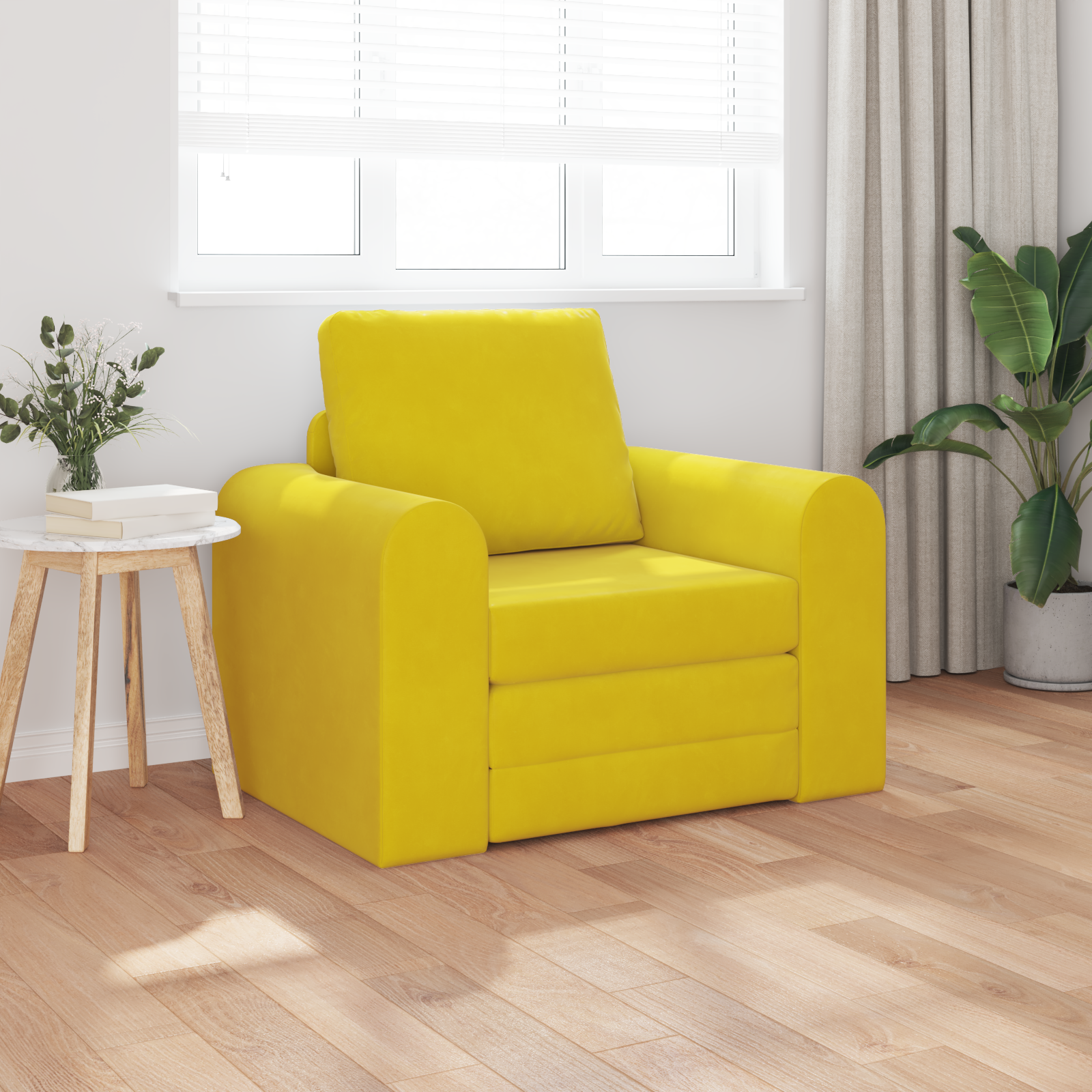 Divano Letto 2-in-1 Giallo 98x71x83 cm in Velluto