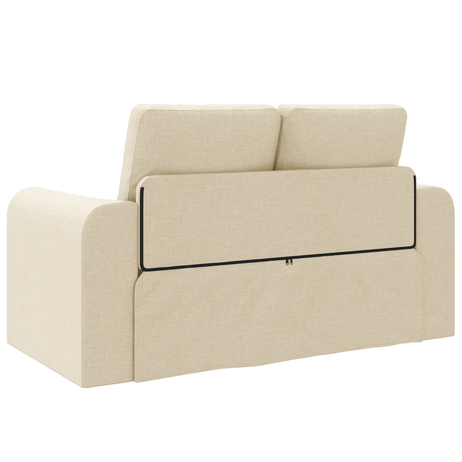Divano Letto da Terra 2-in-1 Panna 148x71x83 cm Tessuto