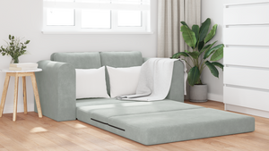 Divano Letto vitaXL 2-in-1 Grigio Chiaro 148x71x83 cm Velour