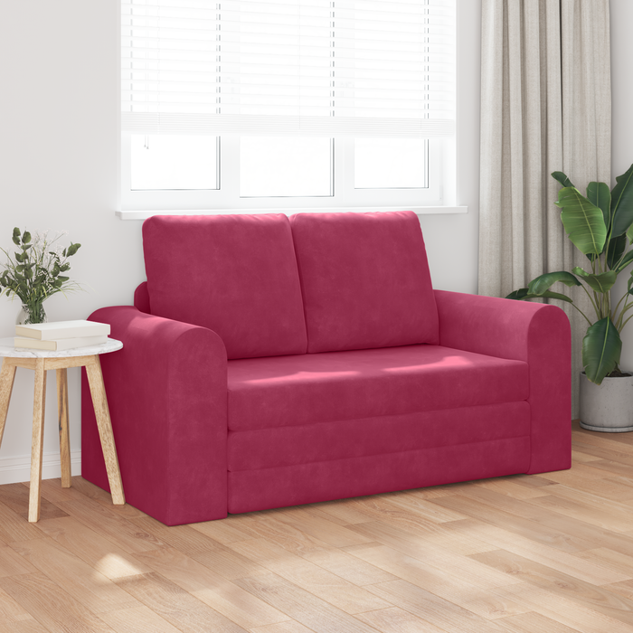 Divano Letto 2-in-1 Rosso Vino 148x71x83 cm Velluto