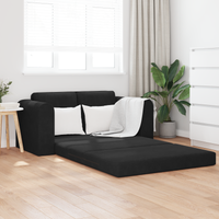 Divano letto a terra 2 in 1 nero 148x71x83 cm in tessuto