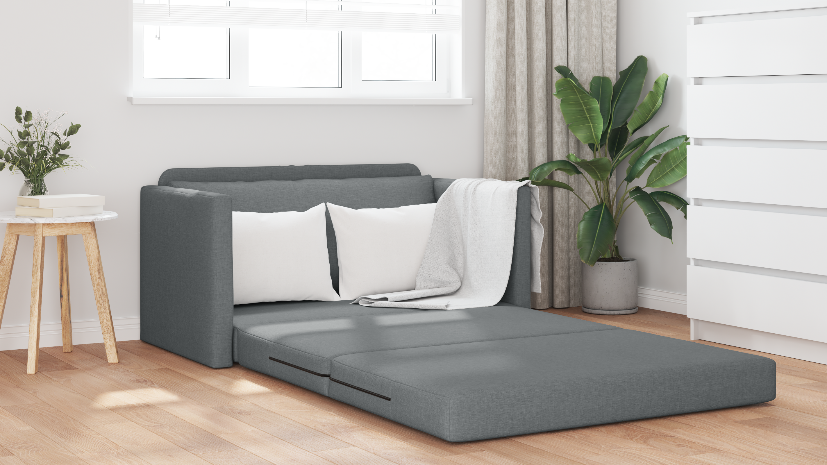 Divano letto a pavimento 2 in 1 Grigio scuro 124x71x78 cm Tessuto