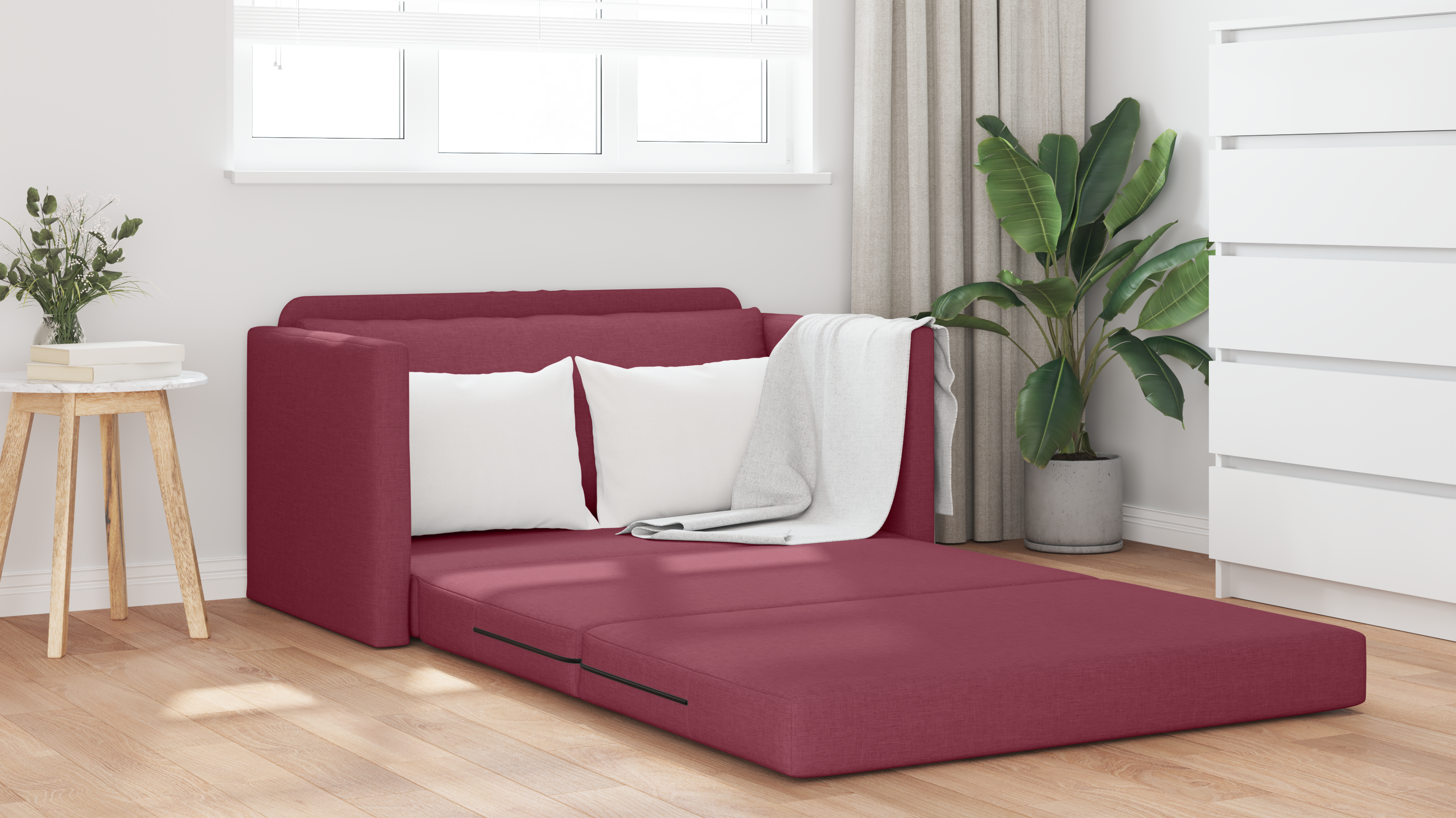 Divano letto piso 2 in 1 rosso vino 124x71x78 cm stoffa