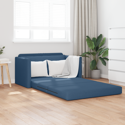 Divano Letto 2-in-1 Blu 124x71x78 cm Tessuto