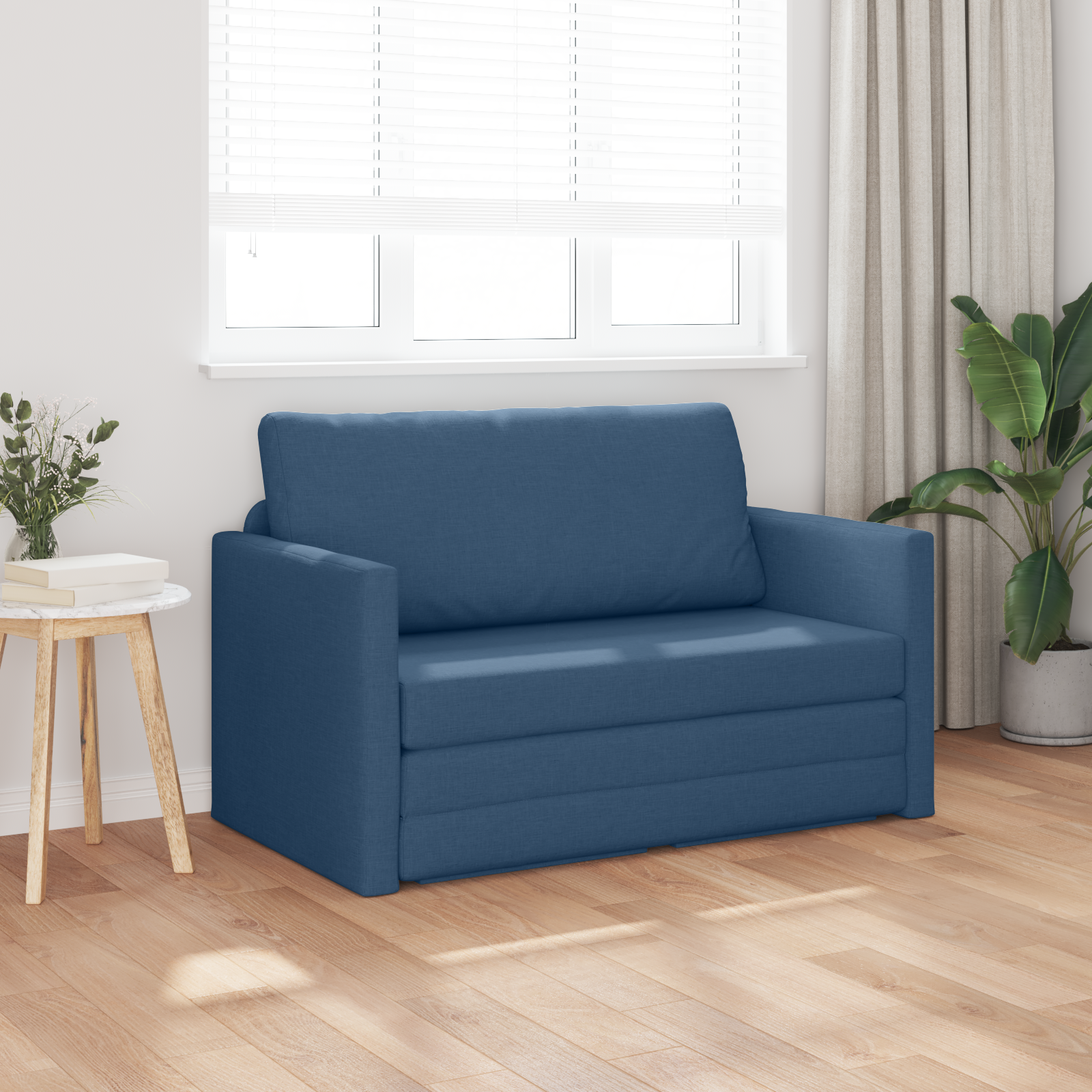 Divano Letto 2-in-1 Blu 124x71x78 cm Tessuto
