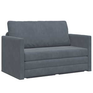Divano Letto a Terra 2-in-1 Grigio Scuro 124x204x61 cm Velluto