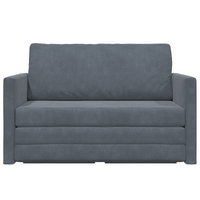 Divano Letto a Terra 2-in-1 Grigio Scuro 124x204x61 cm Velluto