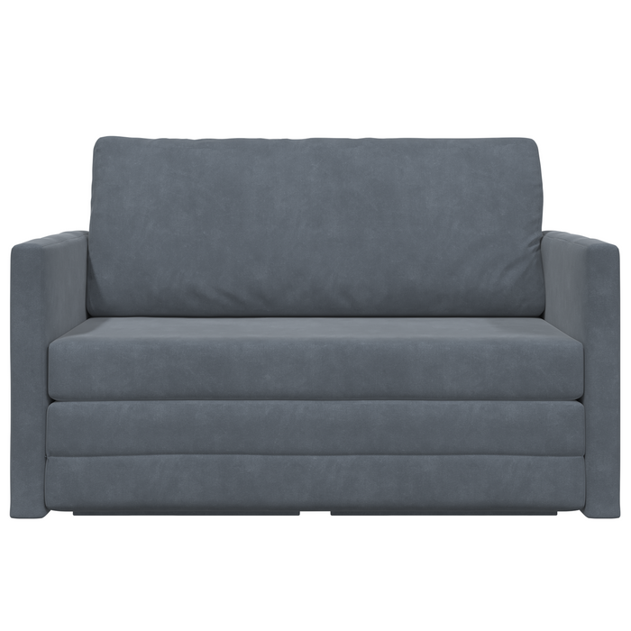 Divano Letto a Terra 2-in-1 Grigio Scuro 124x204x61 cm Velluto