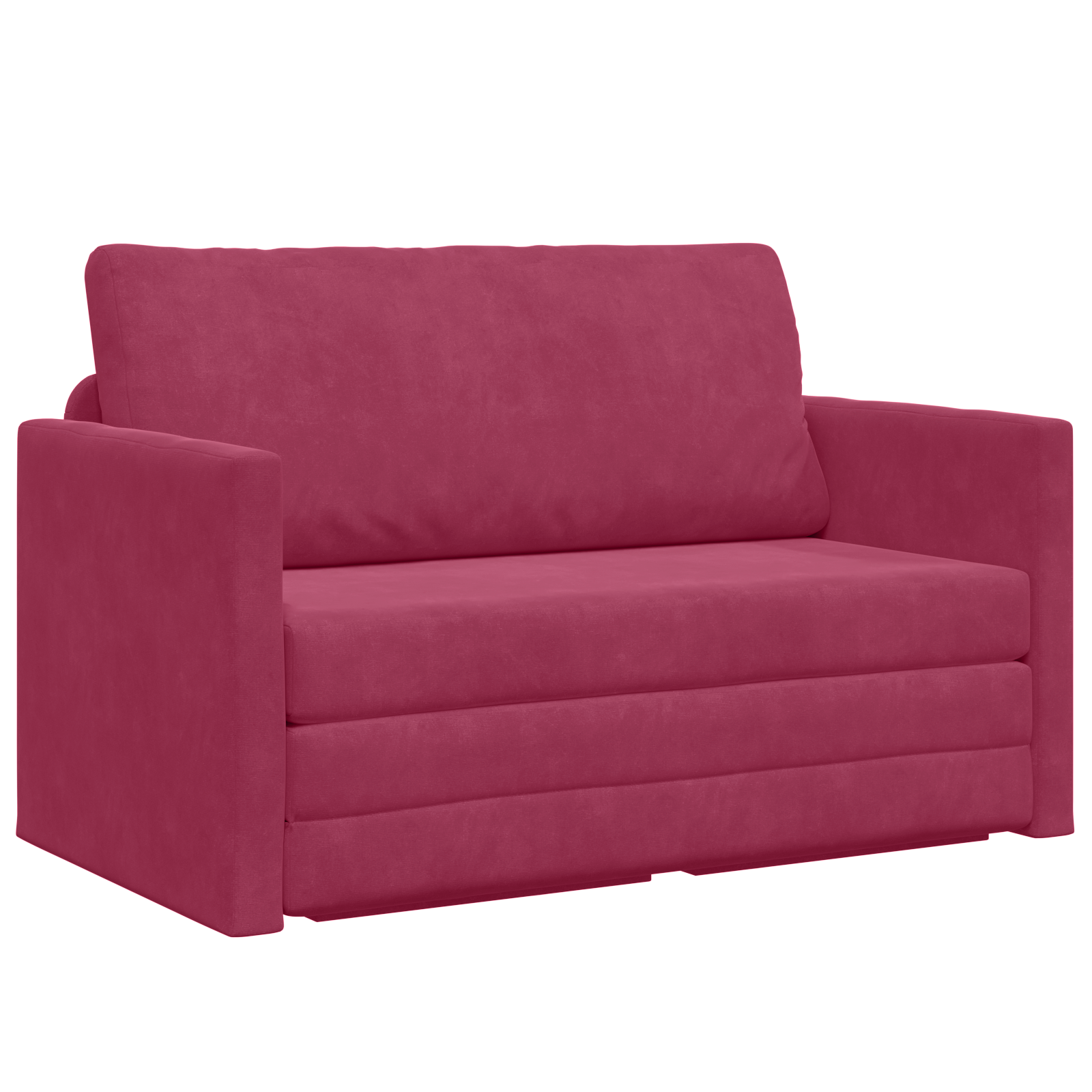 Divano Letto da Terra 2-in-1 Rosso Vino 124x204x61 cm Velluto