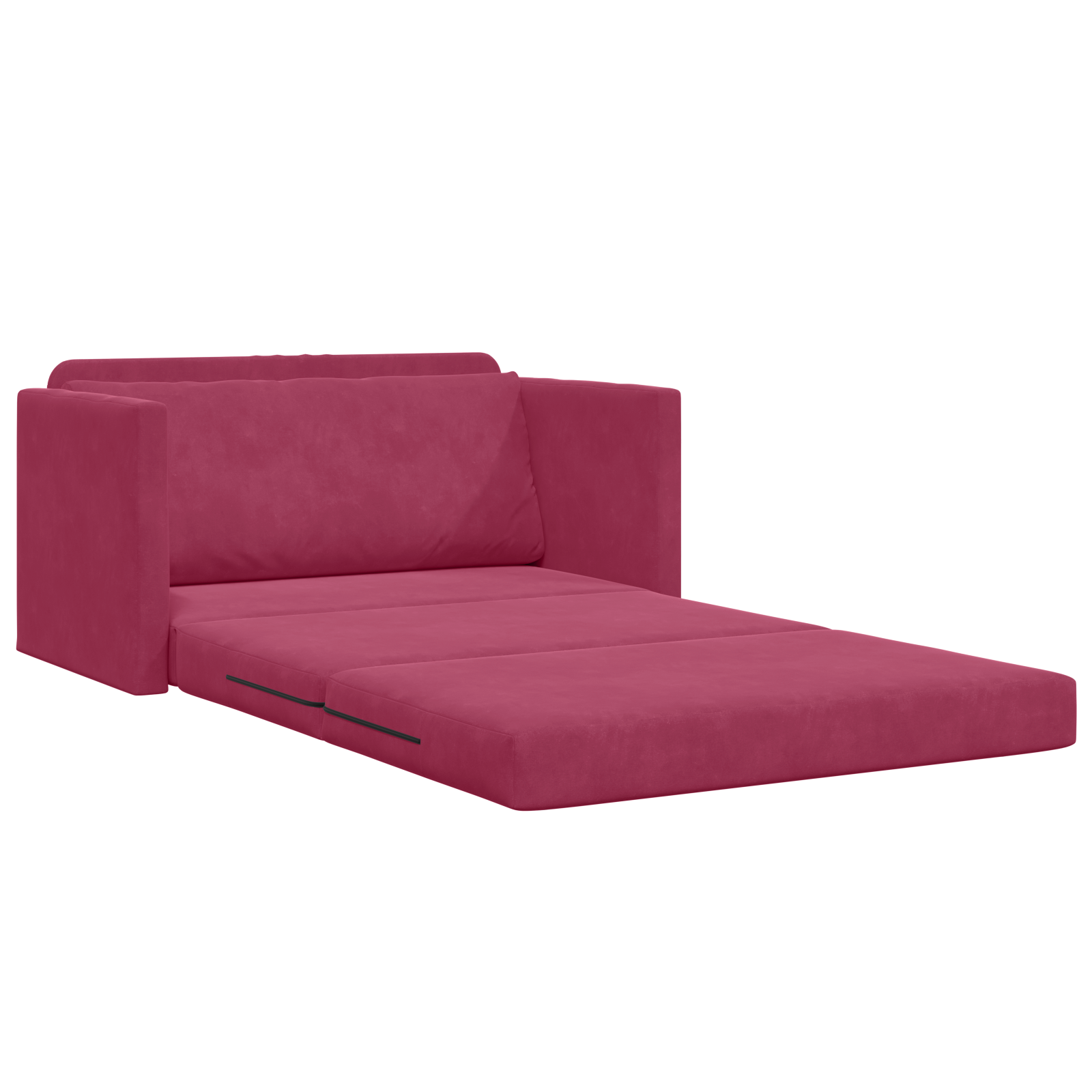 Divano Letto da Terra 2-in-1 Rosso Vino 124x204x61 cm Velluto