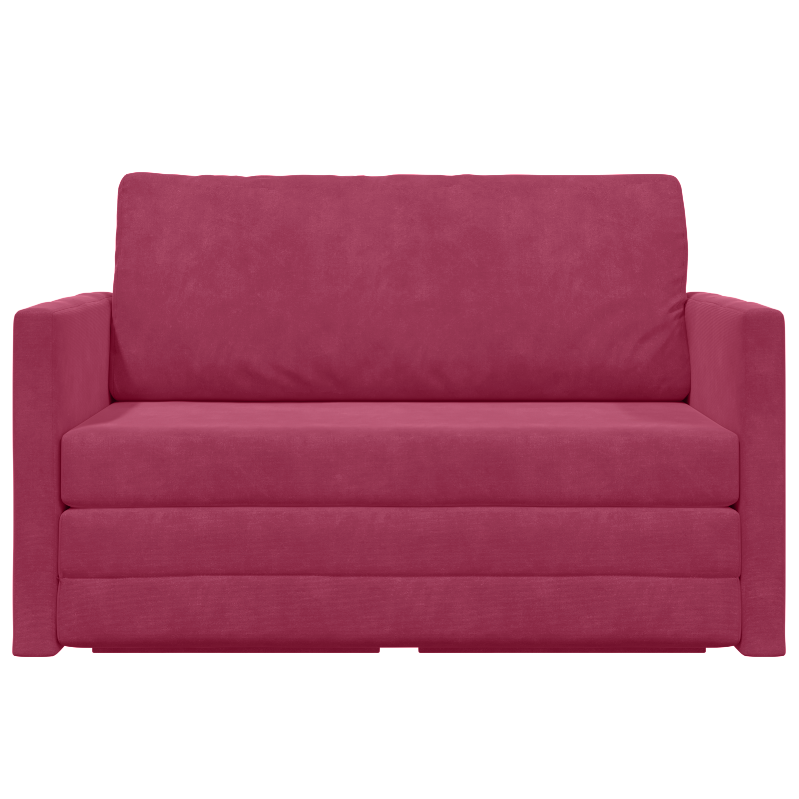 Divano Letto da Terra 2-in-1 Rosso Vino 124x204x61 cm Velluto