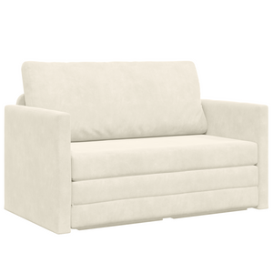 Divano Letto da Terra 2-in-1 Panna 124x204x61 cm Velluto