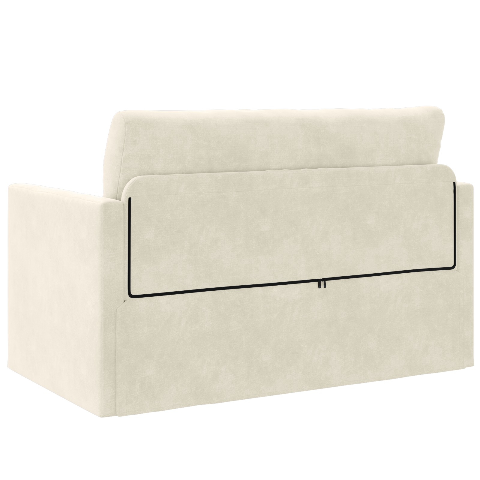 Divano Letto da Terra 2-in-1 Panna 124x204x61 cm Velluto