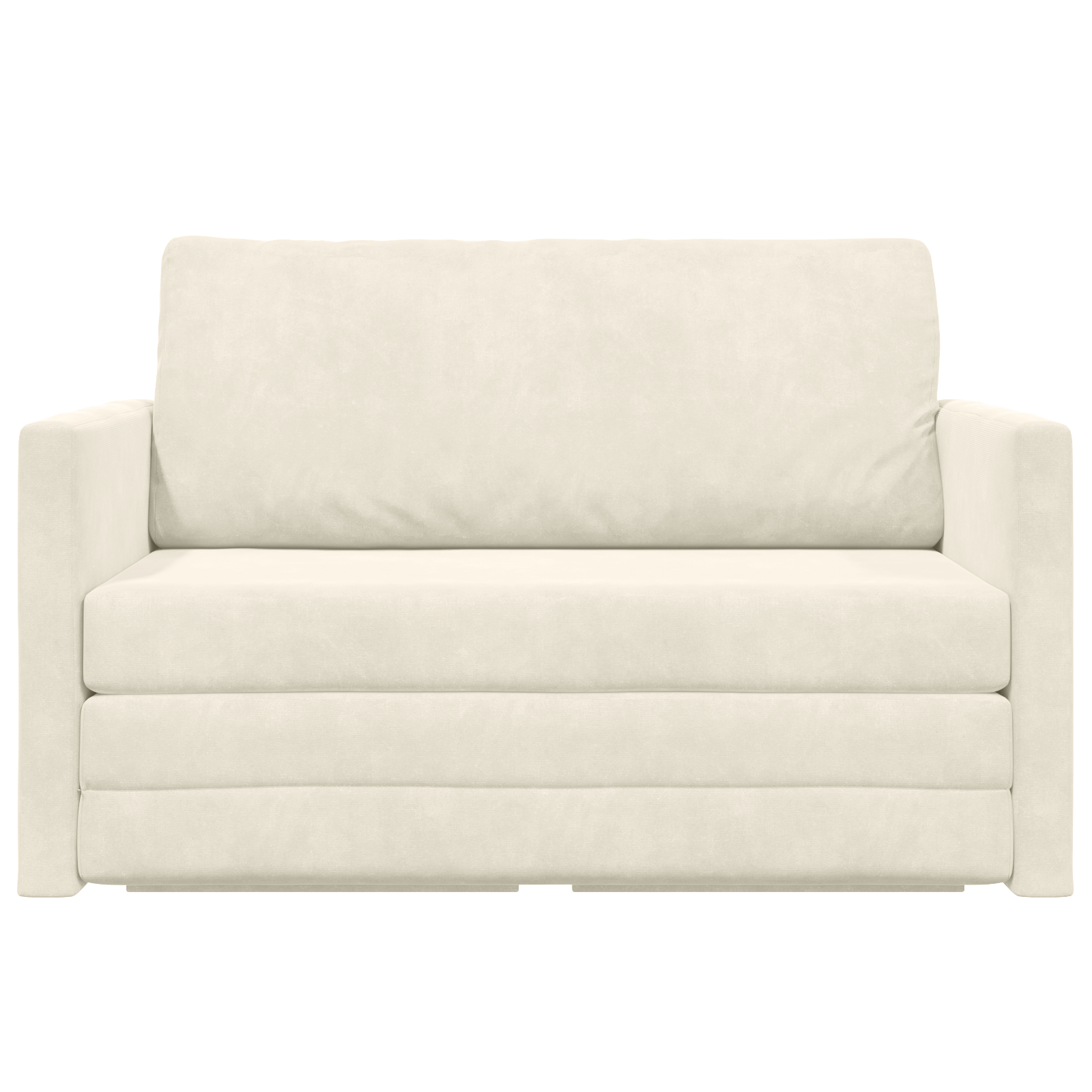 Divano Letto da Terra 2-in-1 Panna 124x204x61 cm Velluto
