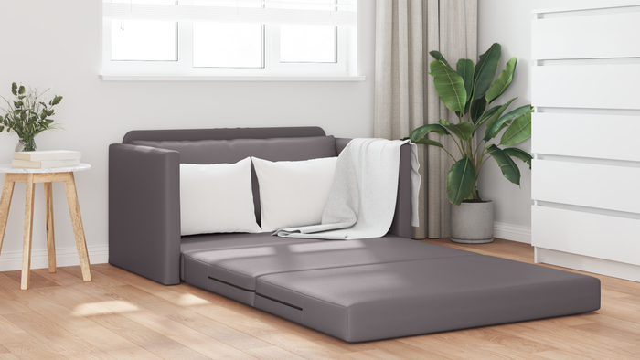 Divano Letto da Pavimento 2 in 1 Grigio 124x71x78 cm Pelle Sintetica