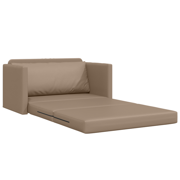 Divano Letto a Pavimento 2-in-1 Cappuccino 124x71x78 cm Pelle Sintetica