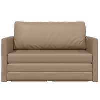 Divano Letto a Pavimento 2-in-1 Cappuccino 124x71x78 cm Pelle Sintetica