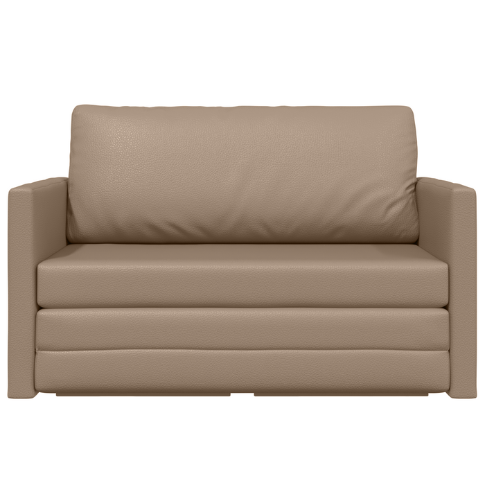 Divano Letto a Pavimento 2-in-1 Cappuccino 124x71x78 cm Pelle Sintetica