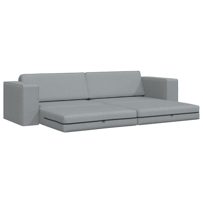 Divano Letto da Pavimento 2-in-1 Grigio Chiaro 245x150x60.5 cm Tessuto