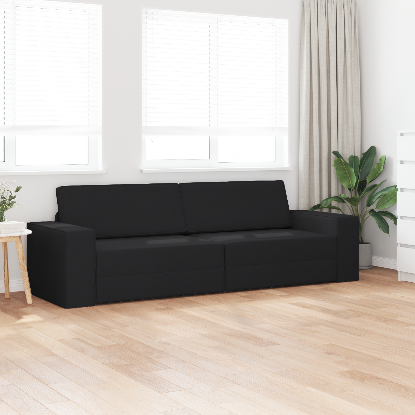 Divano Letto 2 in 1 Nero 245x150x60.5 cm Tessuto