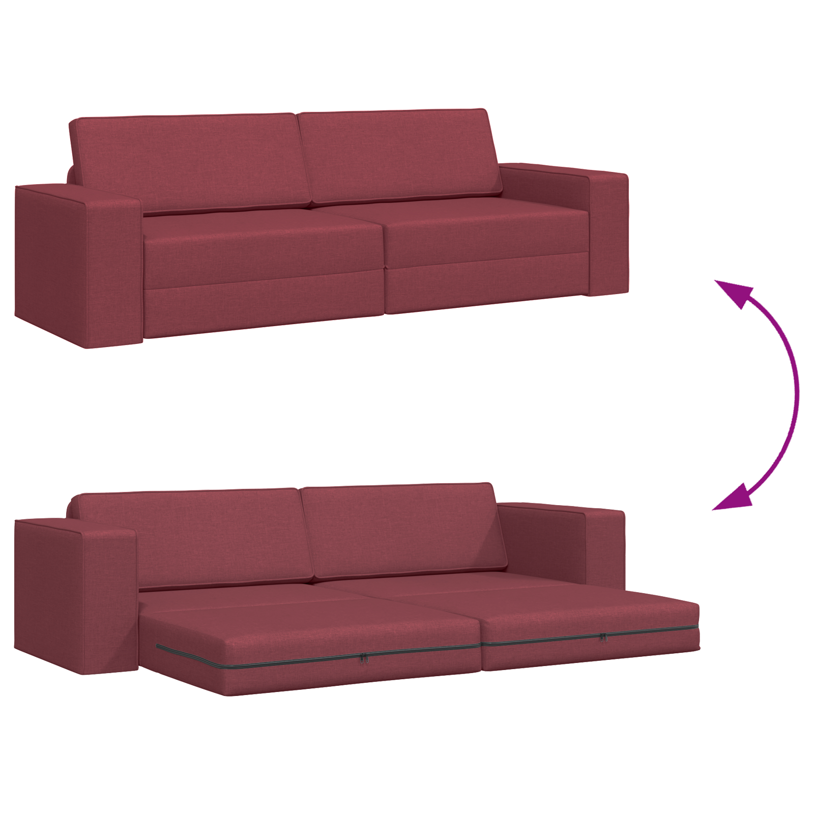 Divano Letto 2 in 1 Rosso Vino 245x150x60.5 cm Tessuto