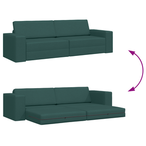 Divano Letto Pavimento 2-in-1 Verde Scuro 245x150x60.5 cm Tessuto