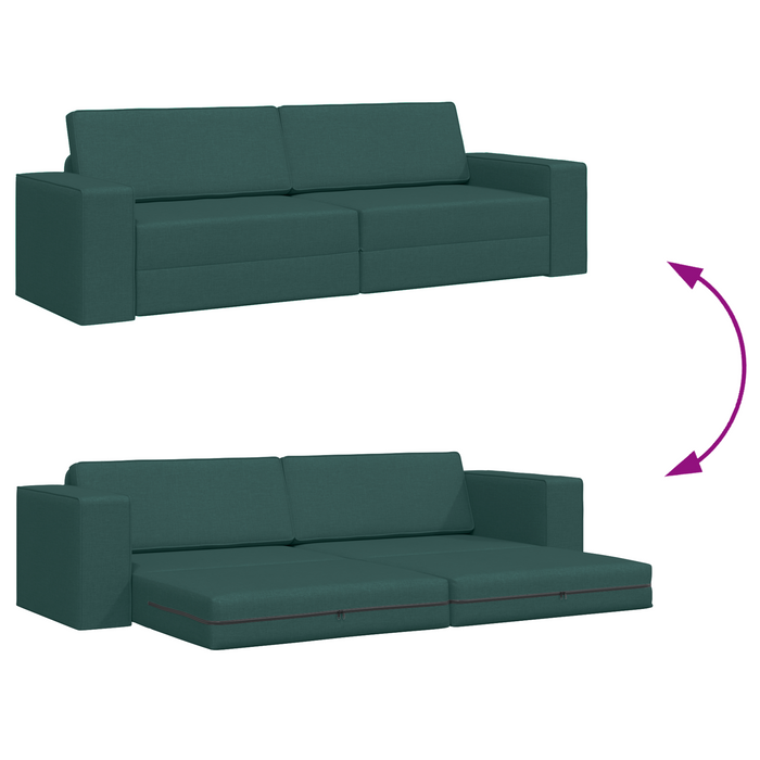Divano Letto Pavimento 2-in-1 Verde Scuro 245x150x60.5 cm Tessuto