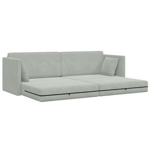 Divano Letto a Terra 2-in-1 Grigio Chiaro 213x144x60 cm Velluto