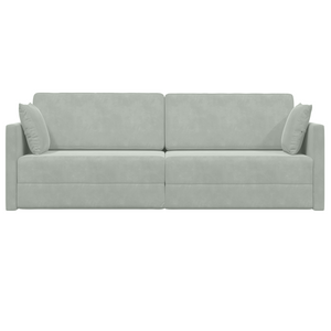 Divano Letto a Terra 2-in-1 Grigio Chiaro 213x144x60 cm Velluto