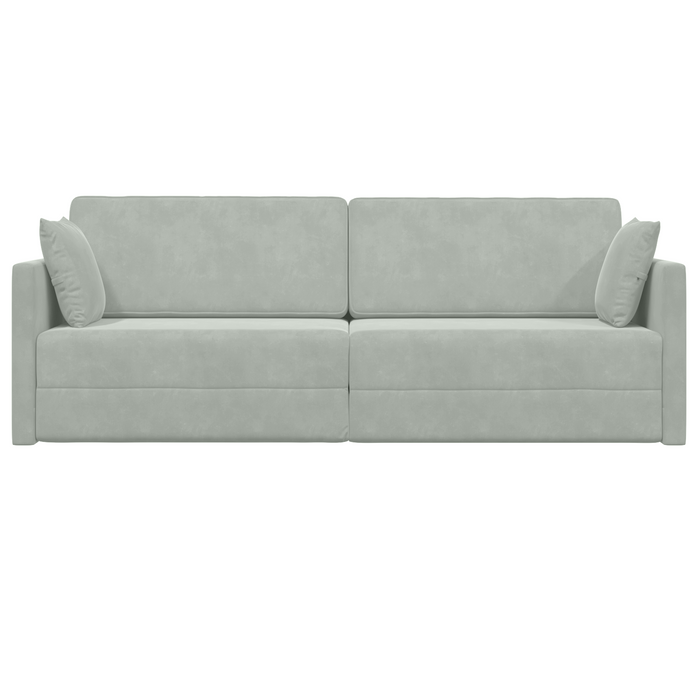 Divano Letto a Terra 2-in-1 Grigio Chiaro 213x144x60 cm Velluto