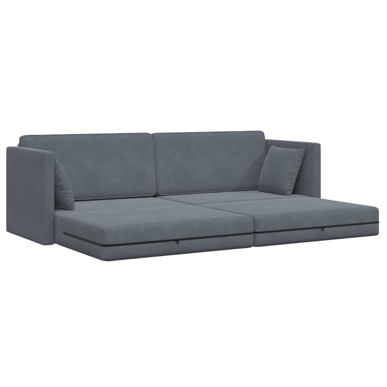 Divano Letto 2-in-1 Grigio Scuro 213x144x60 cm Velluto