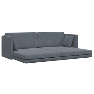 Divano Letto 2-in-1 Grigio Scuro 213x144x60 cm Velluto