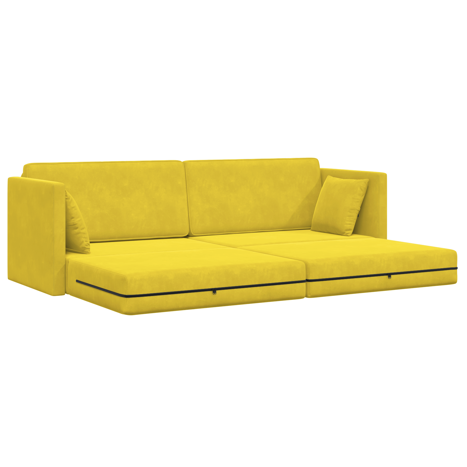 Divano Letto 2-in-1 Giallo 213x144x60 cm in Velluto