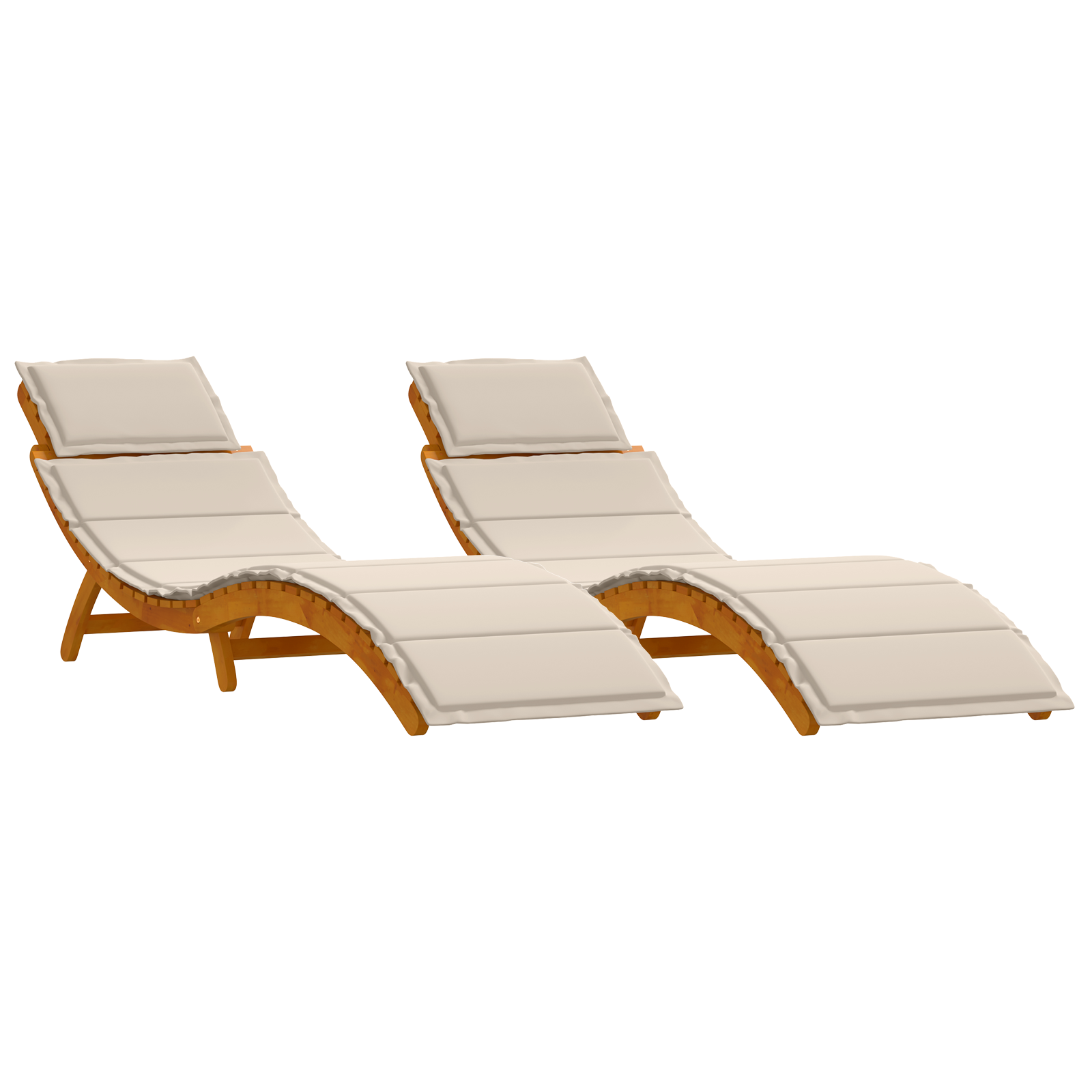Lettini con Cuscini 2 pz Bianco Crema in Legno Massello di Acacia