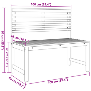 Panchina da giardino  100x50x91 cm in legno solido di acacia