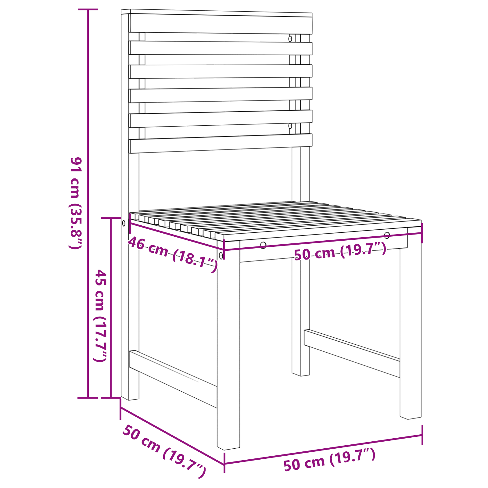 Sedie da giardino  senza braccioli - 2 pezzi in legno massello di acacia