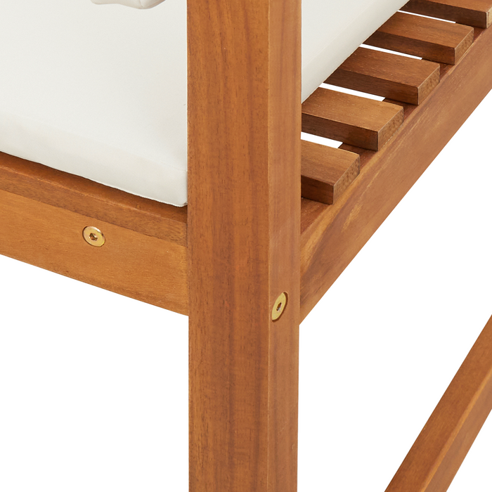 Sdraio da giardino  senza braccioli con cuscini, 2 pezzi in legno massello di acacia