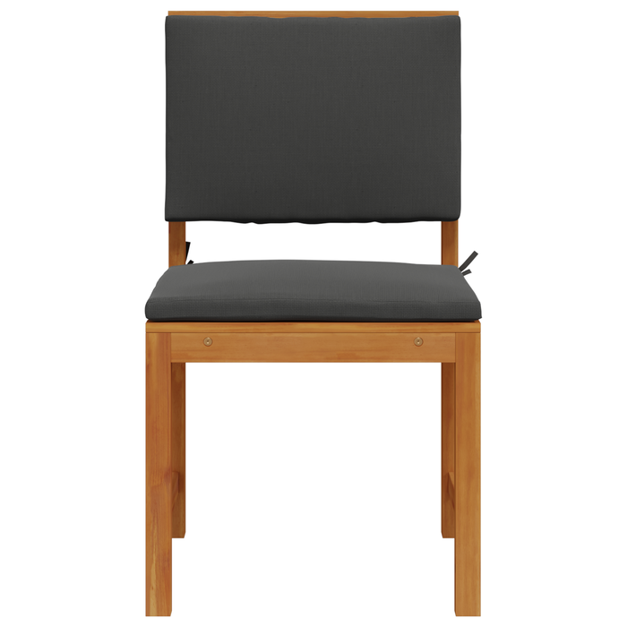 Sedie da giardino senza braccioli con cuscini 2 pezzi in legno massello di acacia