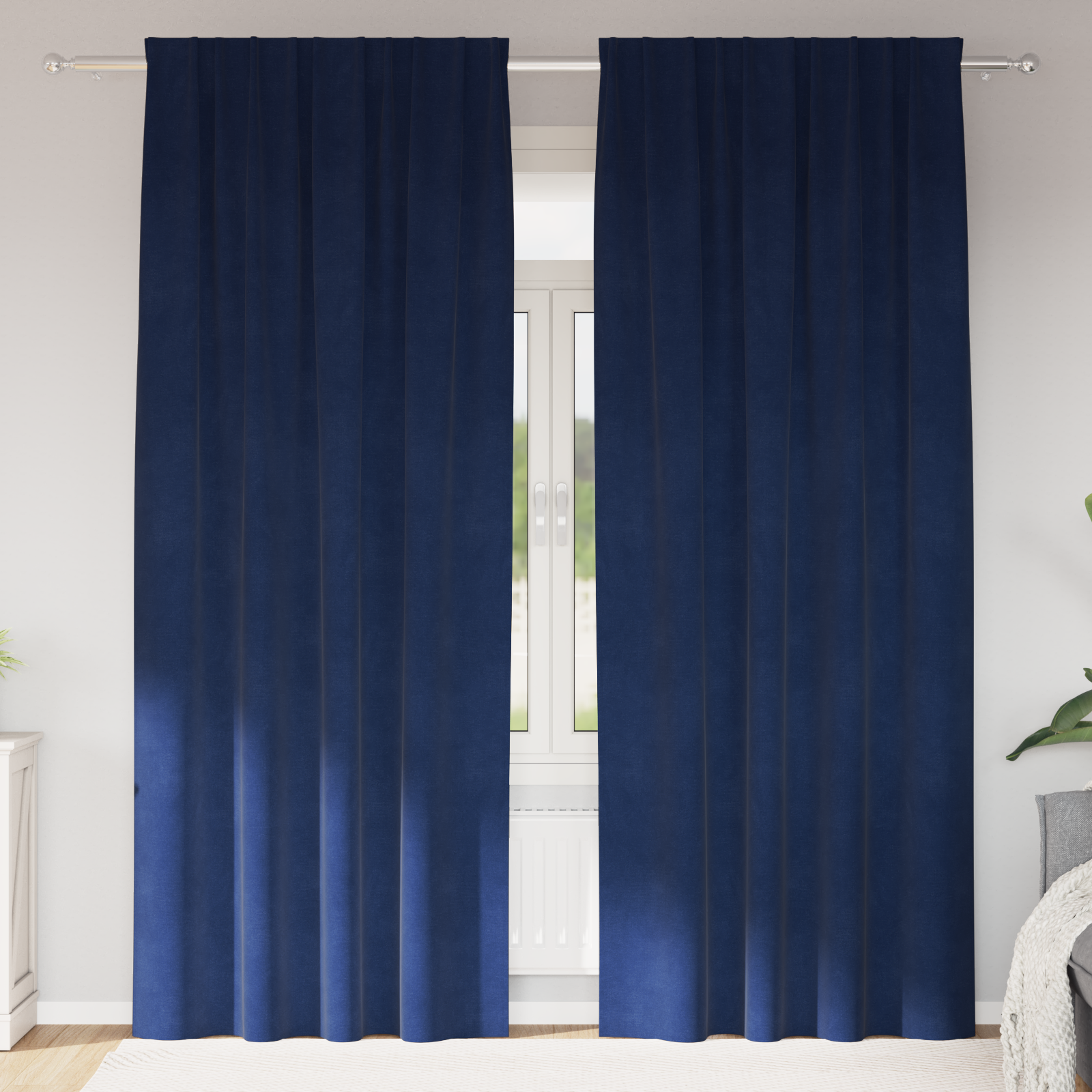 Tende oscuranti  con nastro superiore 2 pz Blu scuro Velluto