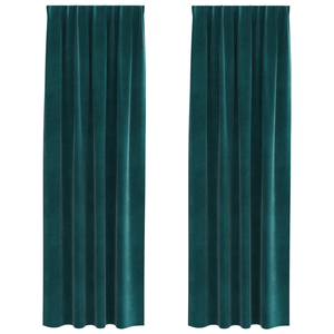 Tende Blackout  con nastro superiore 2 pezzi Verde scuro in velluto