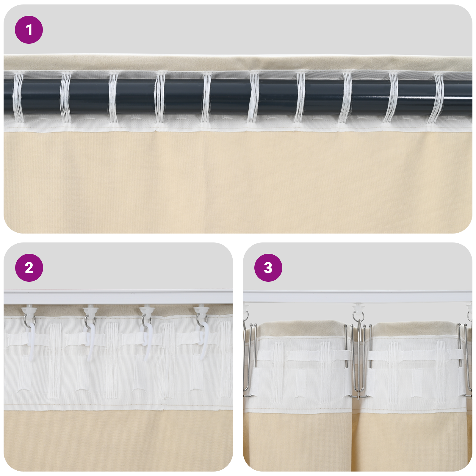 Tende Blackout  con nastri a nastro 2 pz in velluto rosa scuro