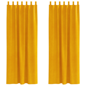 Tende oscuranti  con anelli 2 pz Senape in velluto