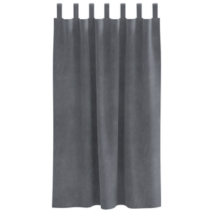 Tende oscuranti  con anelli 2 pezzi in velluto grigio chiaro super leggeri