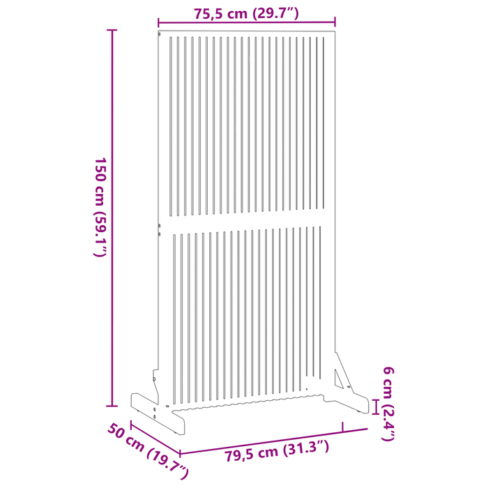 Schermo Privacy  Interno/Esterna 150 cm in Legno Massello di Acacia