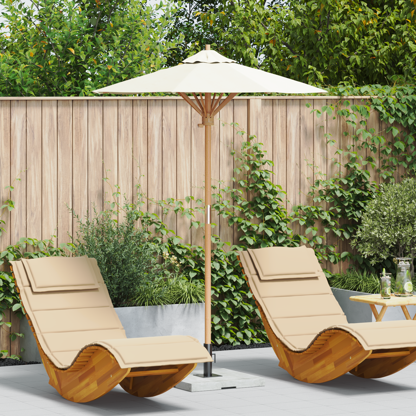 Ombrellone da Giardino Bianco Panna 150x210 cm Bambù
