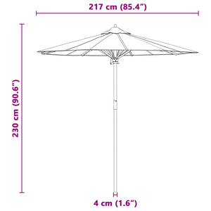 Parasol da Giardino vitaXL Bianco Panna 217x230 cm in Bambù