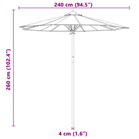 Parasol da giardino Bianco crema 240x260 cm Bambù